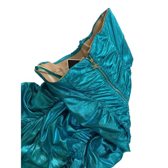 Elizabetta Franchi Metallic Blue Strapless Mini Dress EU 42 US 6 S Club 7030 - Picture 6 of 14